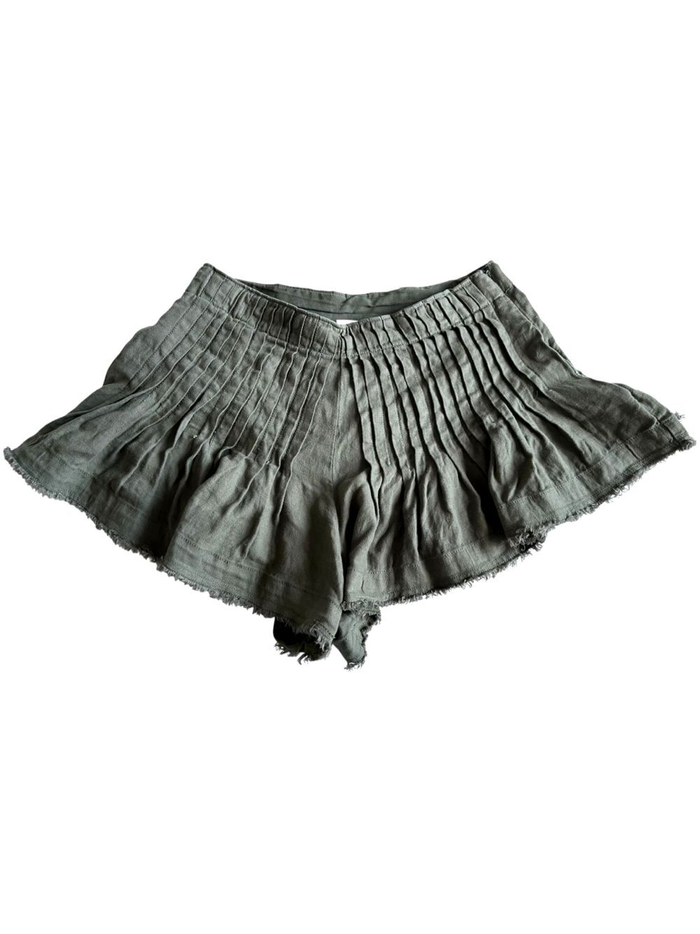 Anthropologie Olive Green Pleated Mini Skort Size